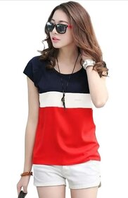 MARVENT Womens Red Round Neck T-Shirt