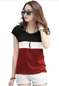 MARVENT Womens Maroon Round Neck T-Shirt