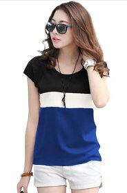 MARVENT Womens Blue Round Neck T-Shirt