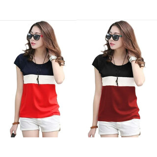 Marvent Women Multicolor Round Neck T-Shirt