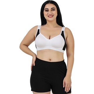 White Women's Cotton Non-Padded Wire Free Full-Coverage Bra