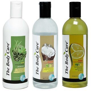 The Body Care Herbal Shampoo, Coconut Shampoo and Lemon Shampoo, 400ml Each, Combo