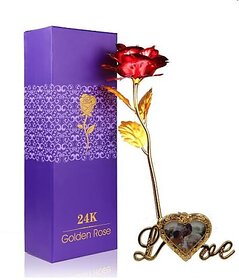 Eastern Club Red Rose With Photo Frame No Artificial Flower