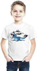 Boys Cartoon/Superhero Cotton Blend T Shirt (White, Pack of 1)