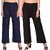Pack of 2 Women Relaxed Brown, Black Cotton Blend Trousers