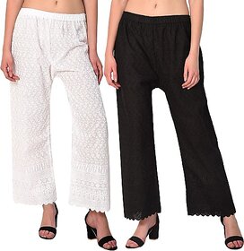 Pack of 2 Women Relaxed Black, Pink Cotton Blend Trousers