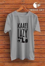 Graphic Print Men Grey Round Neck Polyester Casual T-Shirt