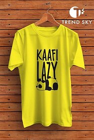 Graphic Print Men Yellow Round Neck Polyester Casual T-Shirt