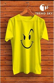 Graphic Print Men Yellow Round Neck Polyester Casual T-Shirt