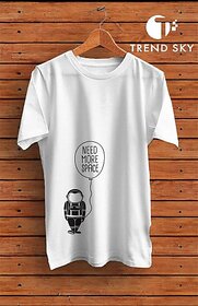 Graphic Print Men White Round Neck Polyester Casual T-Shirt