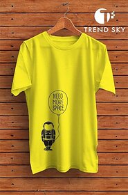 Graphic Print Men Yellow Round Neck Polyester Casual T-Shirt