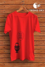 Graphic Print Men Red Round Neck Polyester Casual T-Shirt