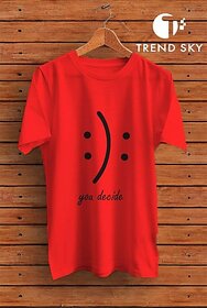 Graphic Print Men Red Round Neck Polyester Casual T-Shirt