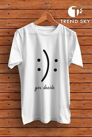 Graphic Print Men White Round Neck Polyester Casual T-Shirt