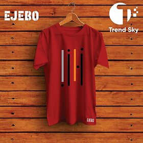 Graphic Print Men Red Round Neck Polyester Casual T-Shirt