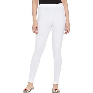 Ankle Length  Western Wear Legging (White, Solid)