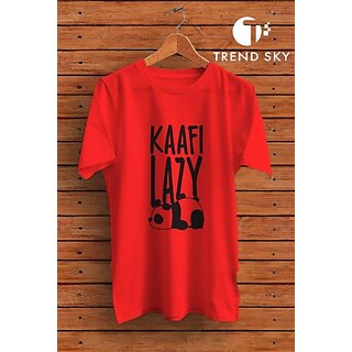 Graphic Print Men Red Round Neck Polyester Casual T-Shirt