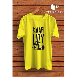 Graphic Print Men Yellow Round Neck Polyester Casual T-Shirt