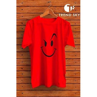 Graphic Print Men Red Round Neck Polyester Casual T-Shirt