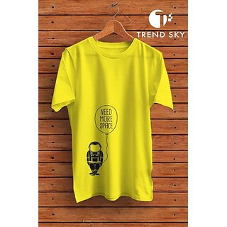 Graphic Print Men Yellow Round Neck Polyester Casual T-Shirt