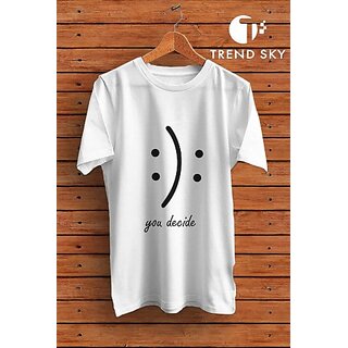 Graphic Print Men White Round Neck Polyester Casual T-Shirt