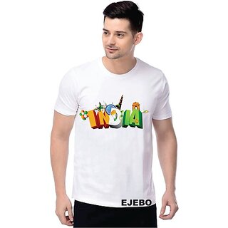 Graphic Print Men White Round Neck Casual T-Shirt