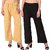 Pack of 2 Women Relaxed Brown, Black Cotton Blend Trousers