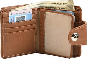 Keviv Mens Casual Tan Artificial Leather Wallet - Mini  (8 Card Slots)