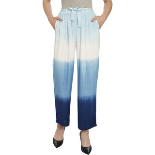 TNQ Women Rayon Denim Look Multicolor Palazzo  Rayon Belted Palazzo  Women Summer Wear Trouser