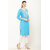 Vivient Women Sky Blue Embroidered Kurti with White Pant
