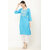 Vivient Women Sky Blue Embroidered Kurti with White Pant