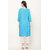 Vivient Women Sky Blue Embroidered Kurti with White Pant