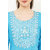 Vivient Women Sky Blue Embroidered Kurti with White Pant
