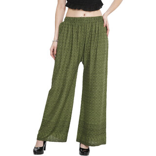 TNQ Rayon Full Heavy Chikan Work Embroidered Palazzo for Women (Free Size)