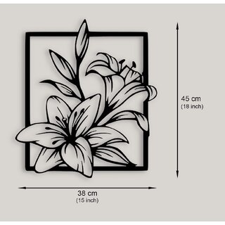 TNQ Home Decor Wall Art Flowers  Wall Hangings Decoration Items for home Decor (45cmX38cm) (Flowers, Black)