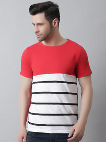THE MINI NEEDLE Mens Striped Red Tshirt