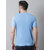 The Mini Needle Mens Blue Solid Cotton Blend Round Neck T-Shirt