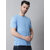 The Mini Needle Mens Blue Solid Cotton Blend Round Neck T-Shirt