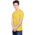 The Mini Needle Mens Yellow Solid Cotton Blend Round Neck T-Shirt
