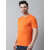 The Mini Needle Mens Orange Solid Cotton Blend Round Neck T-Shirt