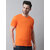 The Mini Needle Mens Orange Solid Cotton Blend Round Neck T-Shirt