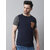The Mini Needle Mens Blue Solid 100% Cotton Round Neck T-Shirt
