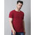 The Mini Needle Mens Maroon Striped 100% Cotton Round Neck T-Shirt