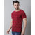 The Mini Needle Mens Maroon Striped 100% Cotton Round Neck T-Shirt
