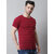 The Mini Needle Mens Maroon Striped 100% Cotton Round Neck T-Shirt