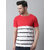 The Mini Needle Mens Red Striped 100% Cotton Round Neck T-Shirt