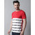The Mini Needle Mens Red Striped 100% Cotton Round Neck T-Shirt