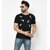 The Mini Needle Mens Black Printed Cotton Blend Round Neck T-Shirt
