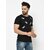 The Mini Needle Mens Black Printed Cotton Blend Round Neck T-Shirt