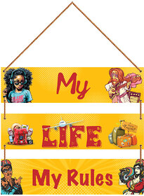Homeberry- My Life My Rules Quote Trendy Wooden Wall Hanging| Home Decor